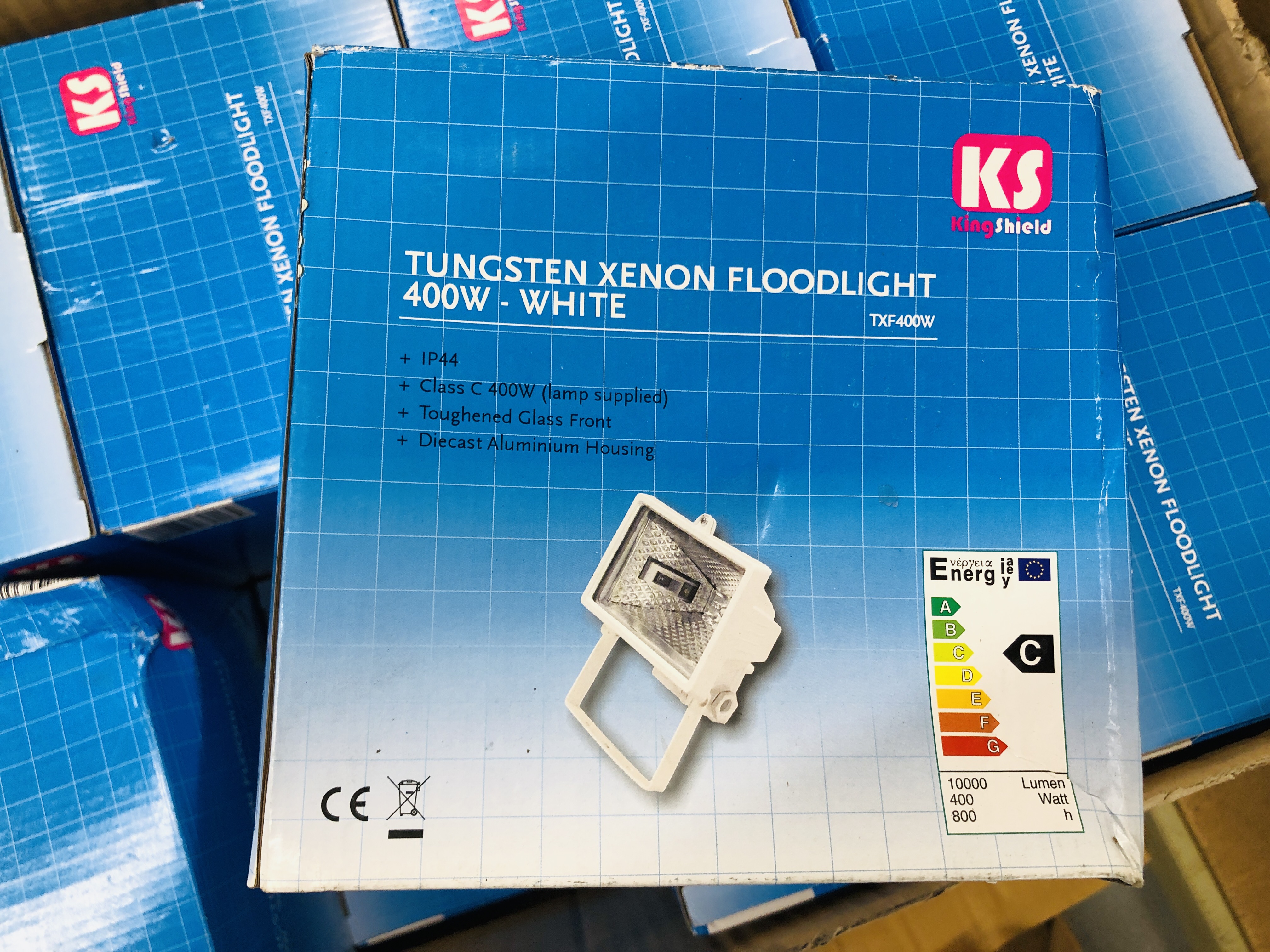 16 X KING SHIELD TUNGSTEN XENON FLOODLIGHTS 400W - WHITE (BOXED AS NEW) - Image 2 of 2