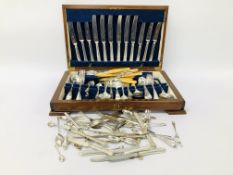 ASSORTED PLATED CUTLERY IN AN ART DECO STYLE CANTEEN BOX