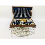 ASSORTED PLATED CUTLERY IN AN ART DECO STYLE CANTEEN BOX