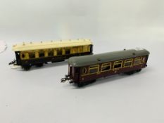 2 X HORNBY MECCANO 0 GAUGE CARRIAGES TO INCLUDE LMS 402 & ALBERTA