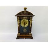 VINTAGE MAHOGANY CASED MANTEL CLOCK WITH APPLIED BRASS DETAIL - H 45CM.