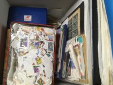 BOX OF MIXED STAMPS IN A STOCKBOOK, ON PAGES, CARDS AND LOOSE, AUSTRALIA, AUSTRIA,