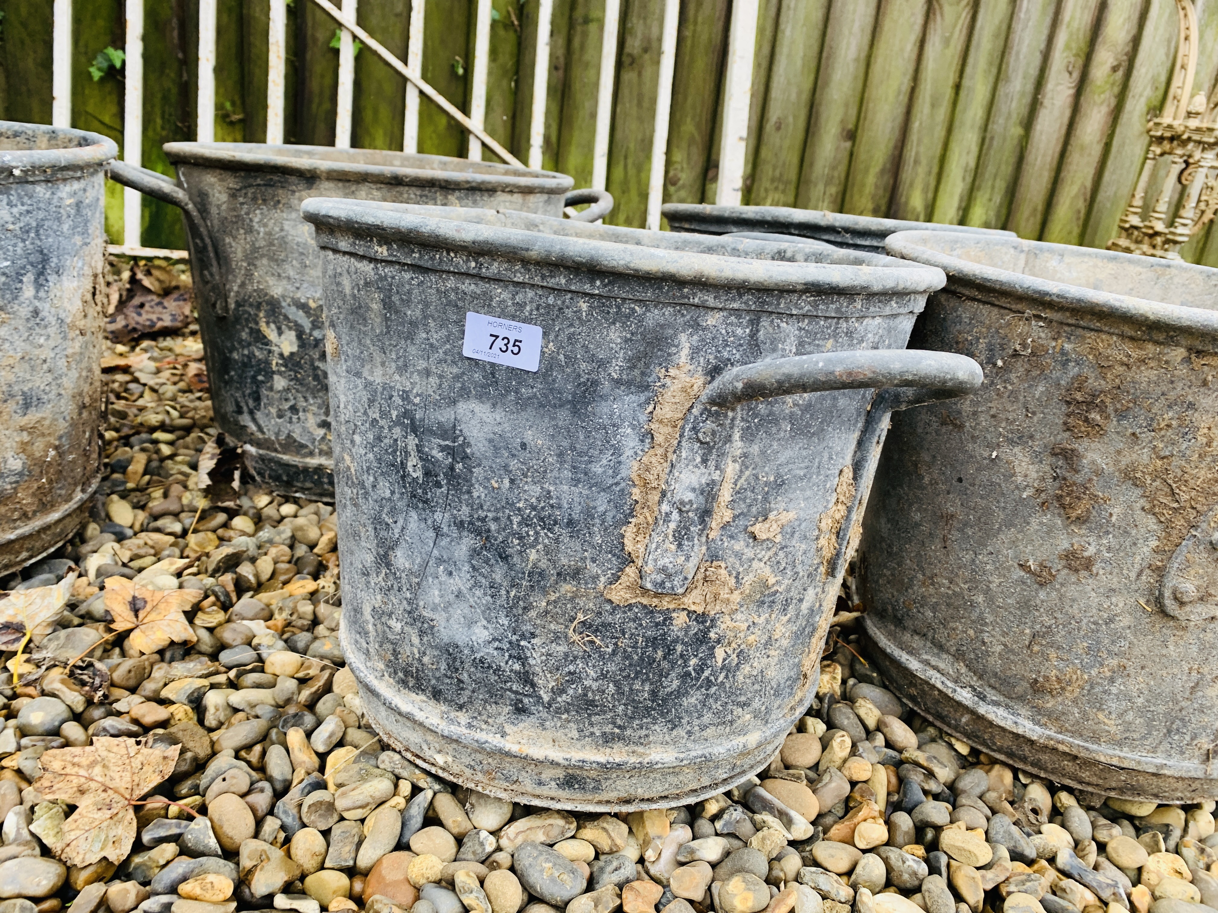 5 X HEAVY GALVANISED VINTAGE SKEPS DIAMETER 40CM, - Image 2 of 7