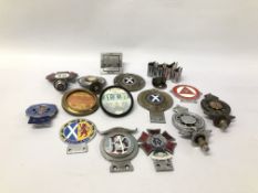 TWELVE COLLECTOR'S MOTORING CAR BADGES TO INCLUDE - 2 X "ROYAL SCOTTISH AUTOMOBILE CLUB",