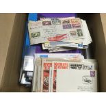 BOX OF COVERS AND CARDS, AIRMAIL, HOVERC