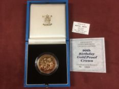 GB GOLD COINS: 1990 QUEEN MOTHER 90TH BI