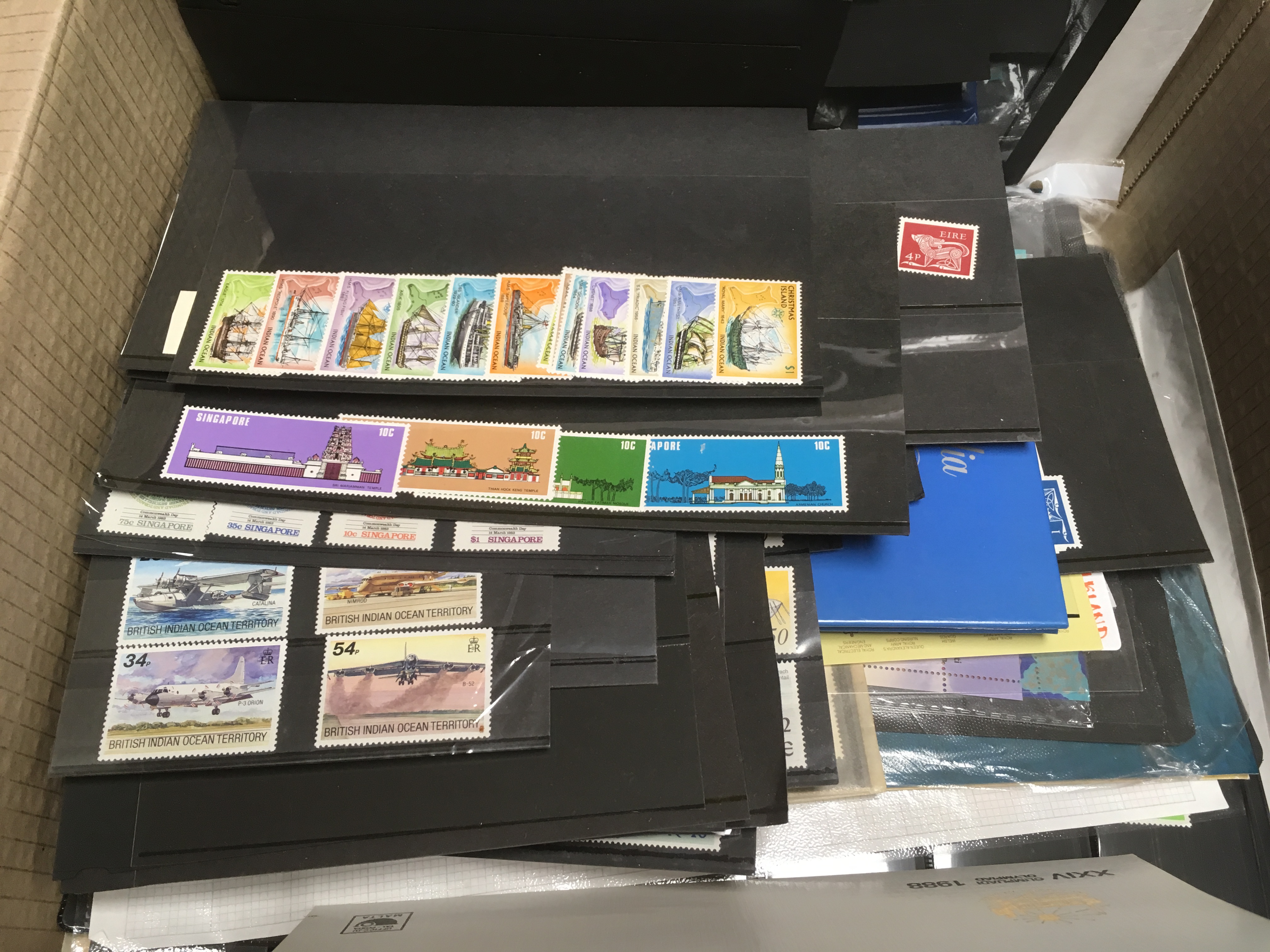 BOX MAINLY QE2 MINT ON STOCKCARDS AND LE