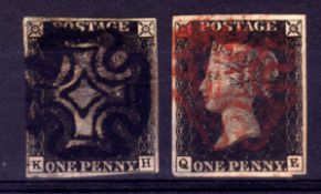 GB: 1840 1d BLACKS PLATE 5 KH AND PLATE