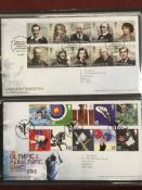 GB: BOX WITH FIRST DAY COVERS IN SIX ALB