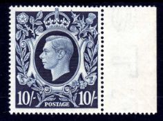 GB: 1939-48 10/- DARK BLUE MNH MARGINAL