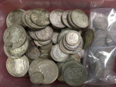 GB COINS: TUB OF PRE '47 SILVER COINS, F