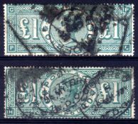 GB: 1891 £1 GREEN, TWO HEAVILY USED, ONE