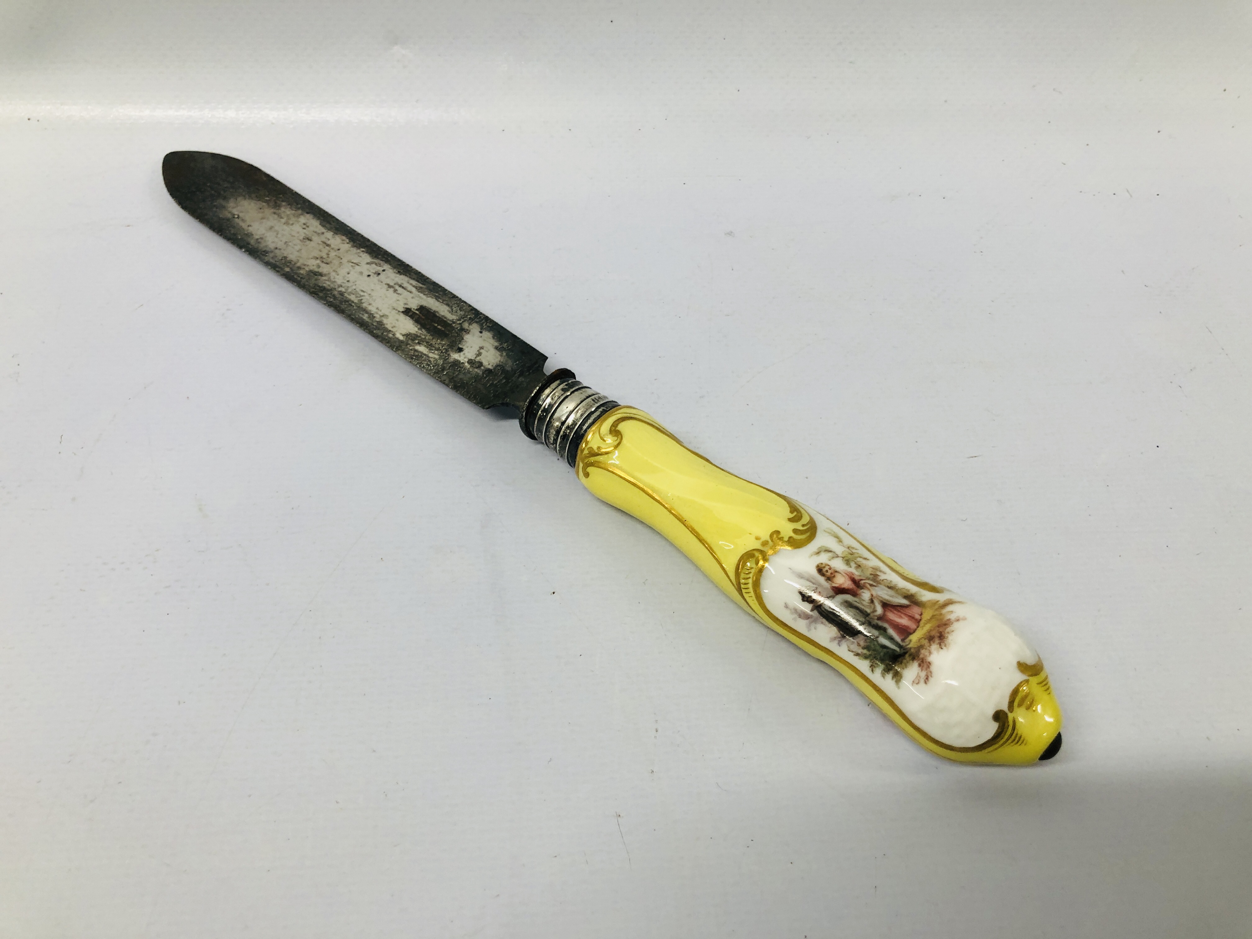 DRESDEN SCENT FLASK, HAND PAINTED DETAIL, DRESDEN LETTER OPENER, - Image 13 of 14