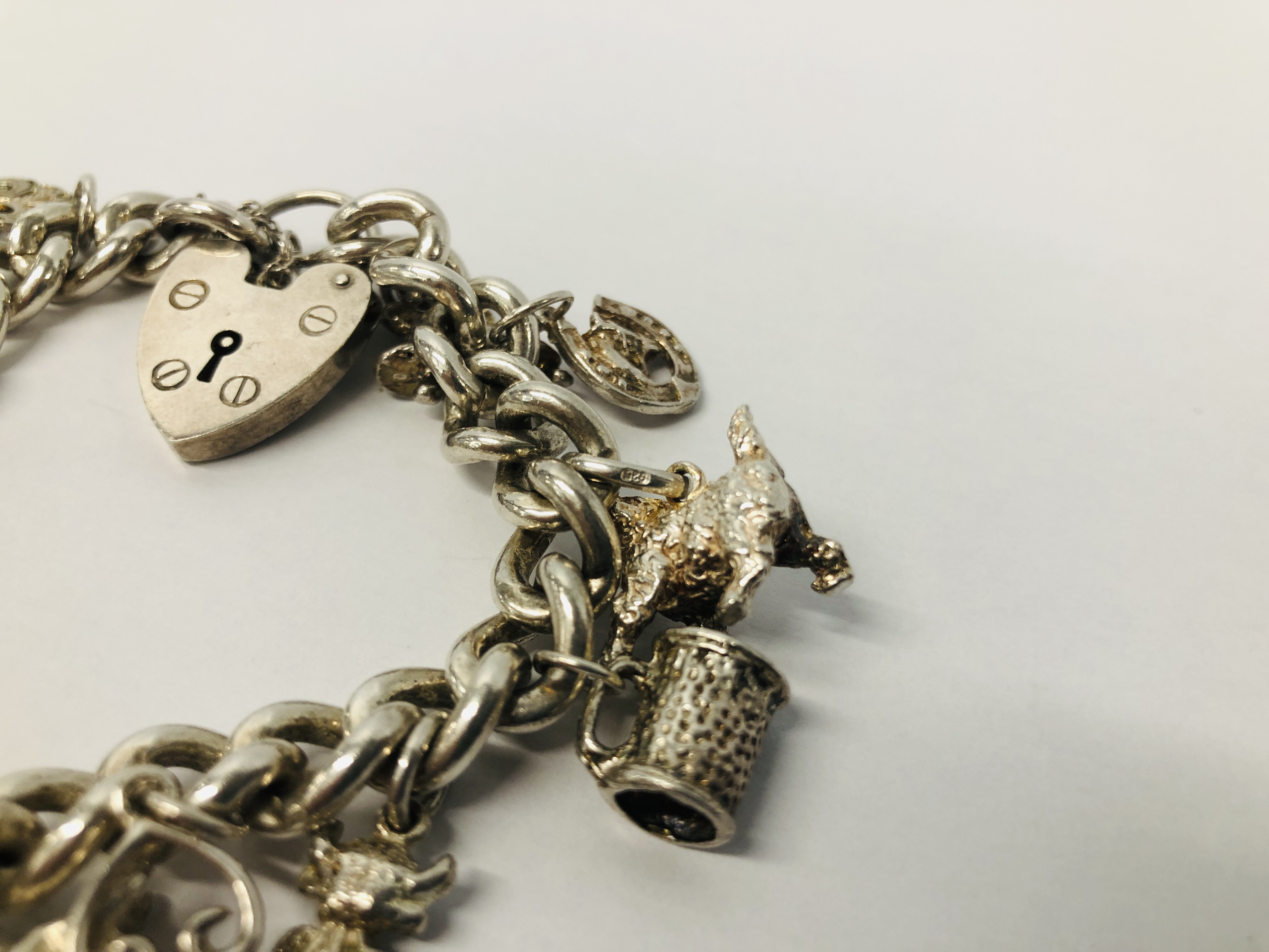SILVER CHARM BRACELET (15 CHARMS ATTACHED) - Image 5 of 8