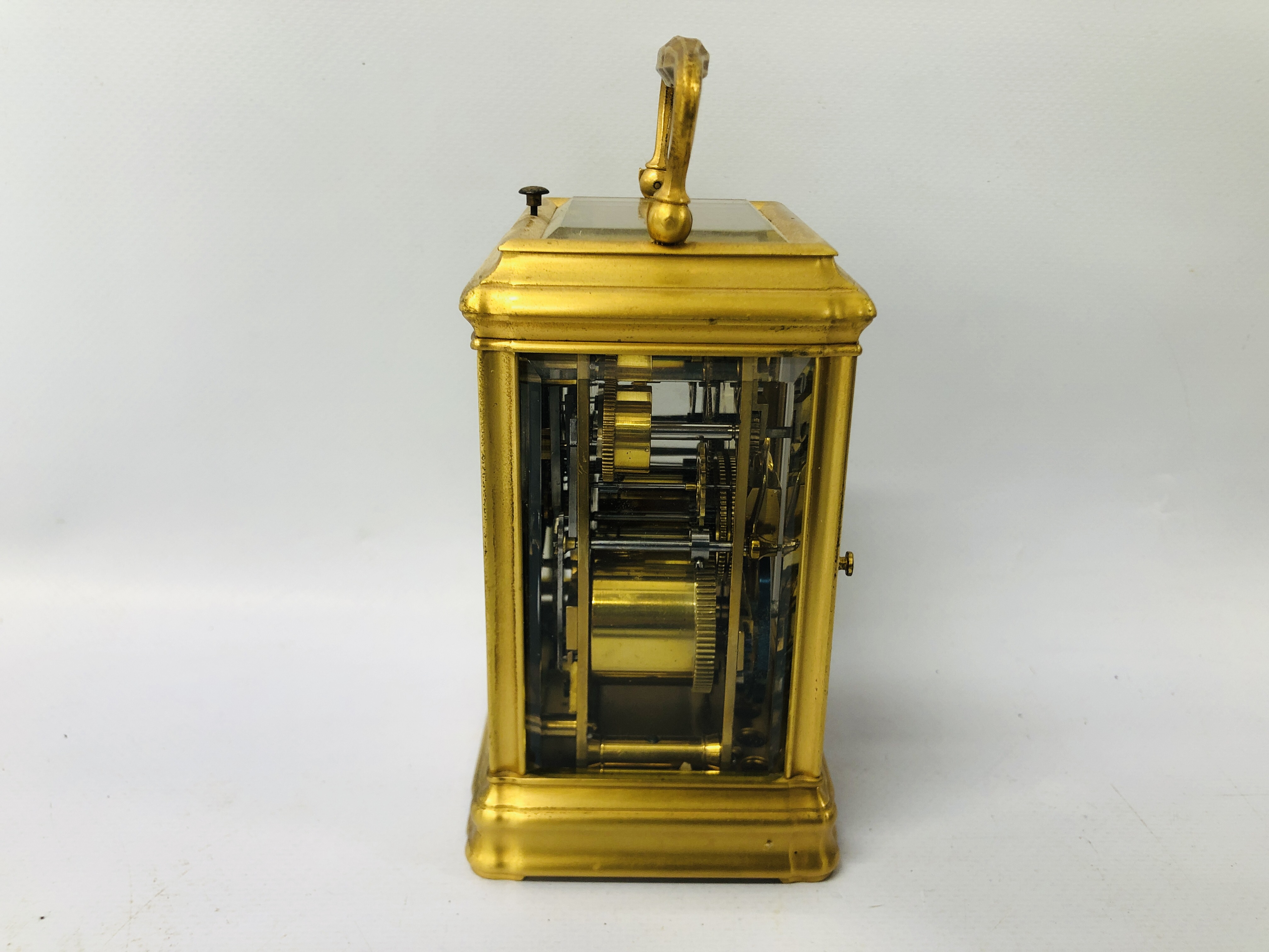 A LATE C19TH BRASS CARRIAGE CLOCK, - Image 6 of 12