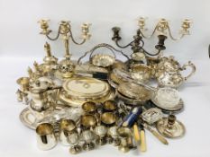 TWO BOXES CONTAINING GOOD QUALITY SILVER PLATED WARES TO INCLUDE A PAIR OF THREE POT TABLE