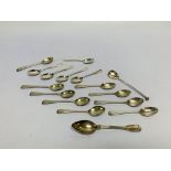 16 VARIOUS SILVER SPOONS, SOME PAIRS,