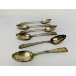 A SET OF 6 GEORGE III SILVER SERVING SPOONS,