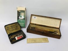 VINTAGE BOX ALONG WITH A COLLECTION OF VINTAGE NIBS AND A OSMIROID DRAWING PEN SET (NOT COMPLETE)