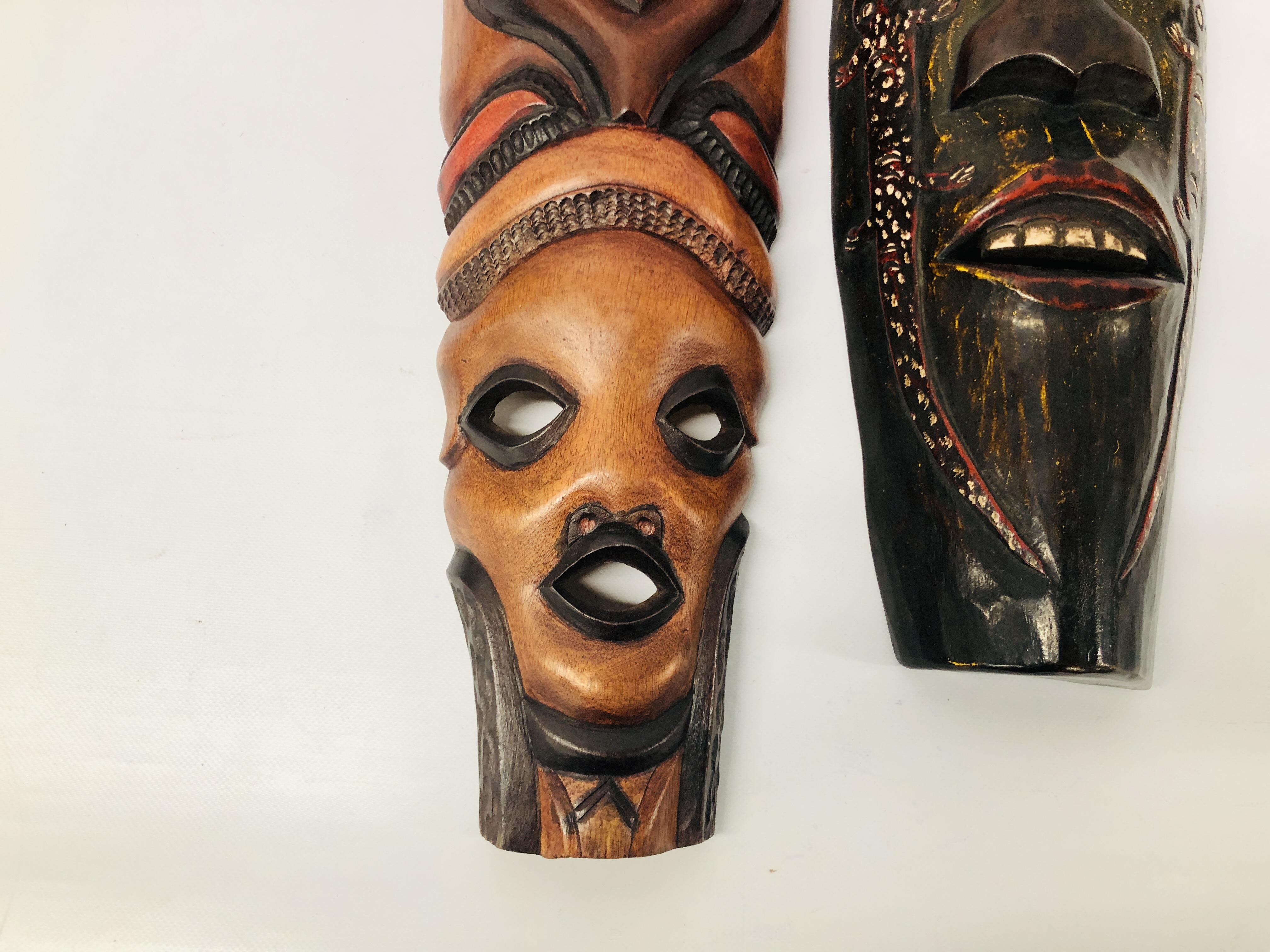 2 HARDWOOD AFRICAN TRIBAL REPRODUCTION WALL MASKS - Image 6 of 6