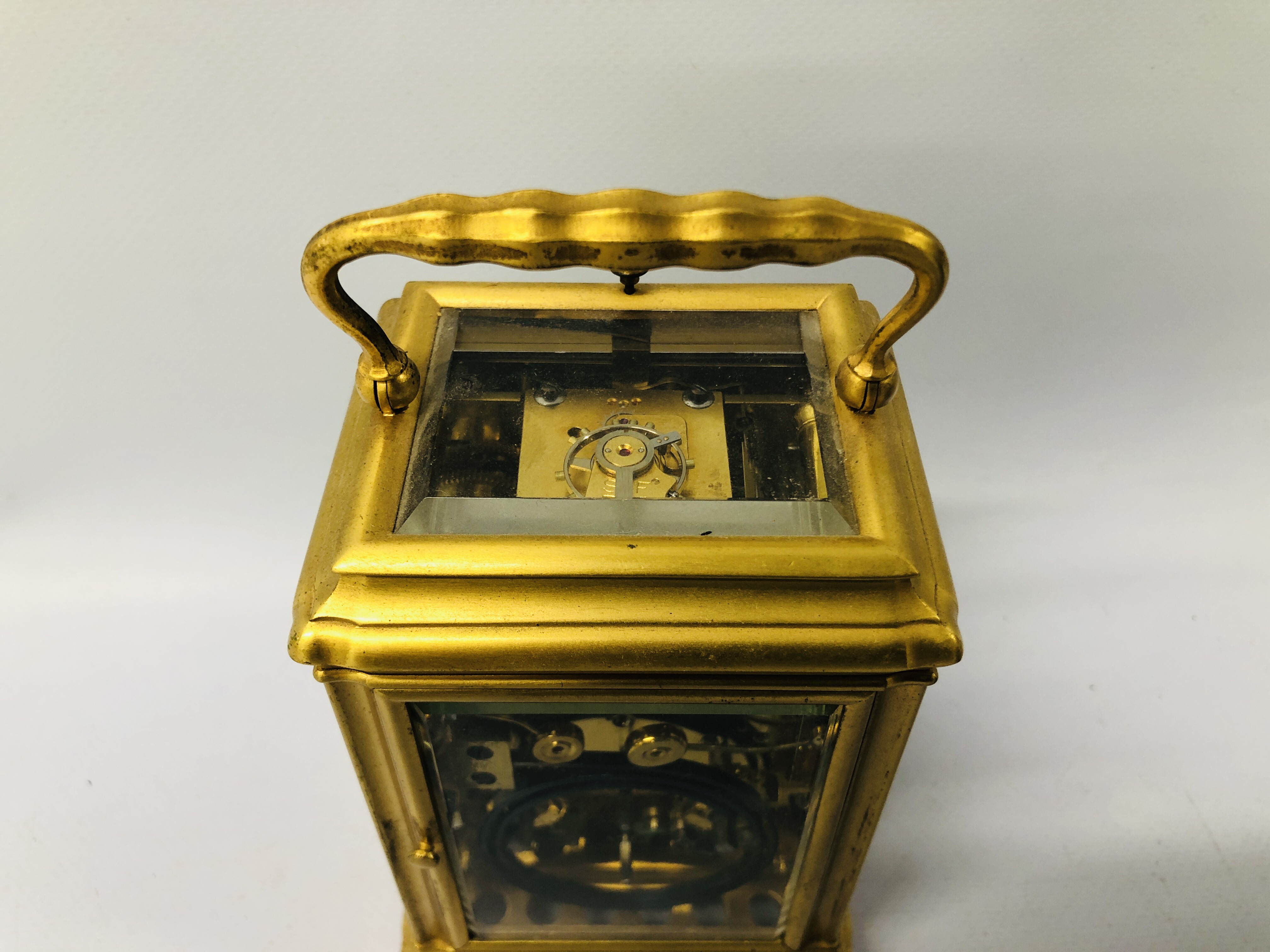 A LATE C19TH BRASS CARRIAGE CLOCK, - Image 8 of 12