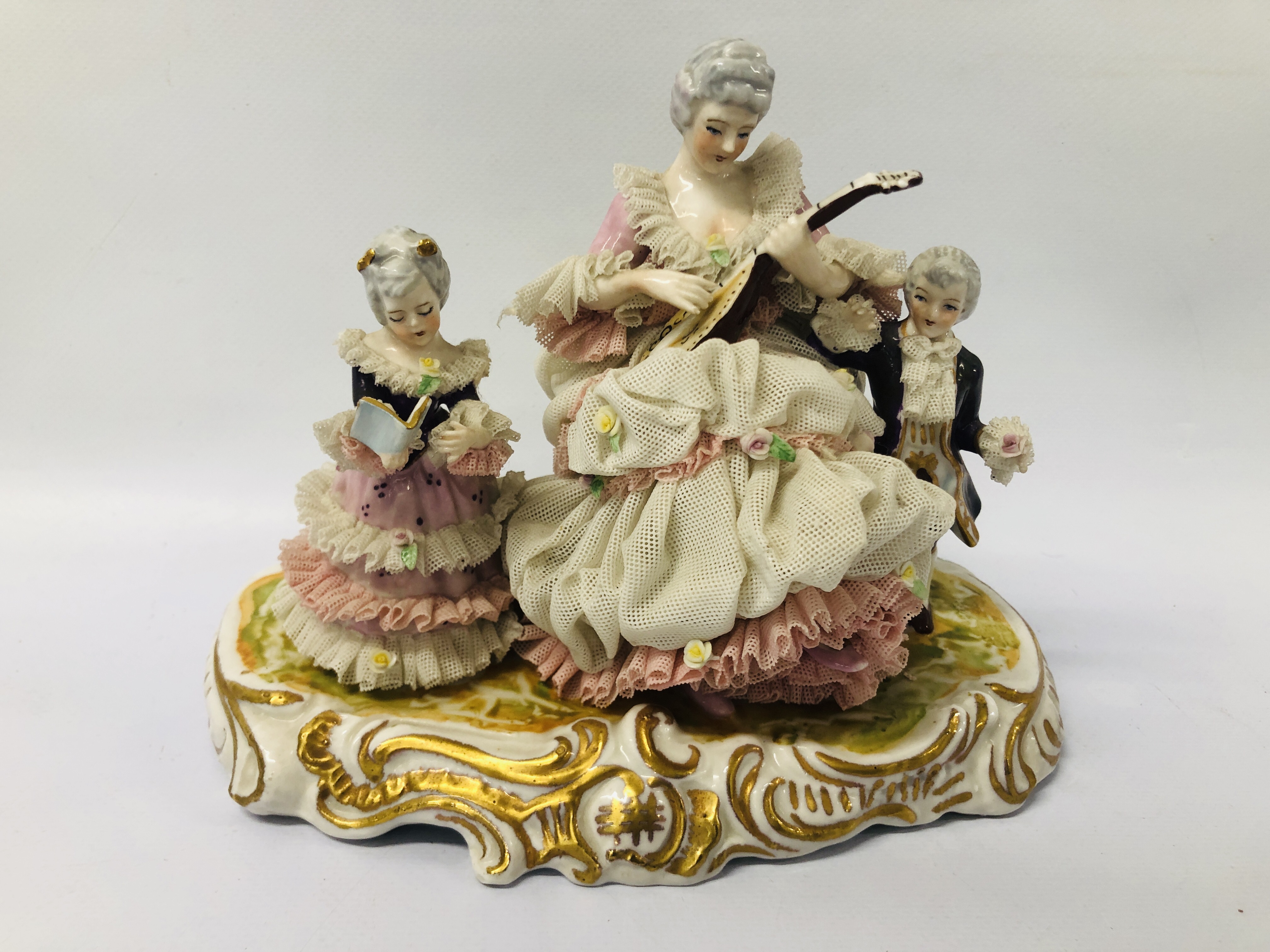 PAIR OF ITALIAN ORNAMENTS "LADY'S UPON PENNY FARTHINGS" H 24CM ALONG WITH A FIGURED CABINET - Image 2 of 10