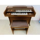A KAWAI ELECTRONIC ORGAN MODEL K-130 COMPLETE WITH STOOL AND INSTRUCTIONS - SOLD AS SEEN