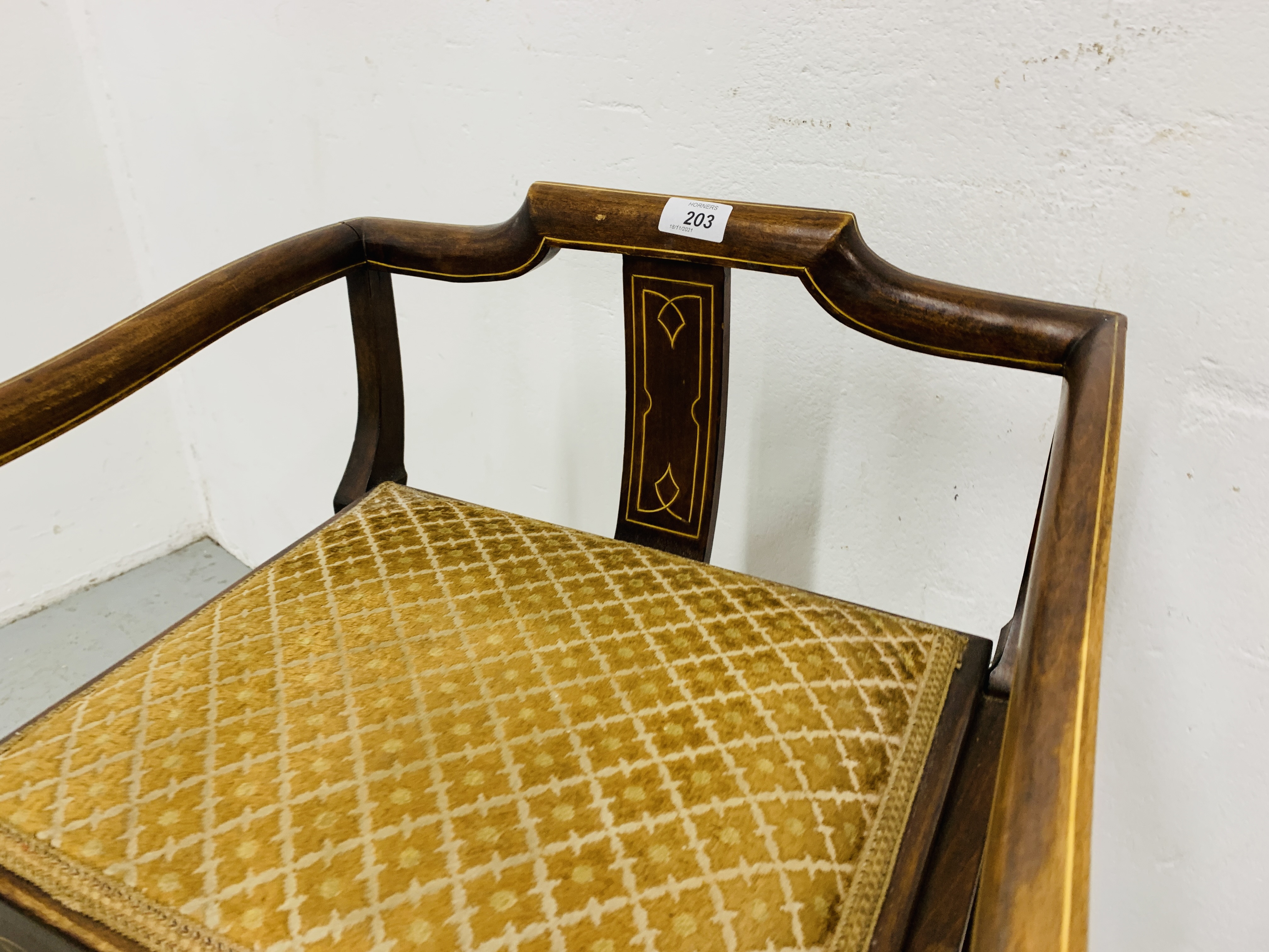 EDWARDIAN MAHOGANY INLAID MUSIC STOOL - Image 6 of 6