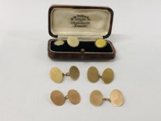 2 X PAIRS OF 9CT GOLD CUFF LINKS ETC