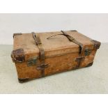 VINTAGE CAVE & SONS "OSILITE" LEATHER BOUND TRAVEL TRUNK - W 87CM. D 51CM. H 34CM.