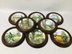 SET OF 8 WEDGWOOD LIMITED EDITION COLLECTORS PLATES IN WOODEN SURROUNDS "COLIN NEWMANS COUNTRY