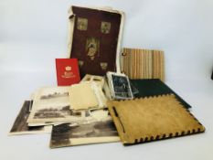 A BOX CONTAINING ASSORTED EPHEMERA TO INCLUDE THREE PHOTO ALBUMS OF GERMAN/WARTIME PHOTOGRAPHS,