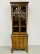 REPRODUCTION MAHOGANY FINISH 2 DOOR GLAZED DISPLAY CABINET,