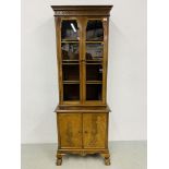 REPRODUCTION MAHOGANY FINISH 2 DOOR GLAZED DISPLAY CABINET,