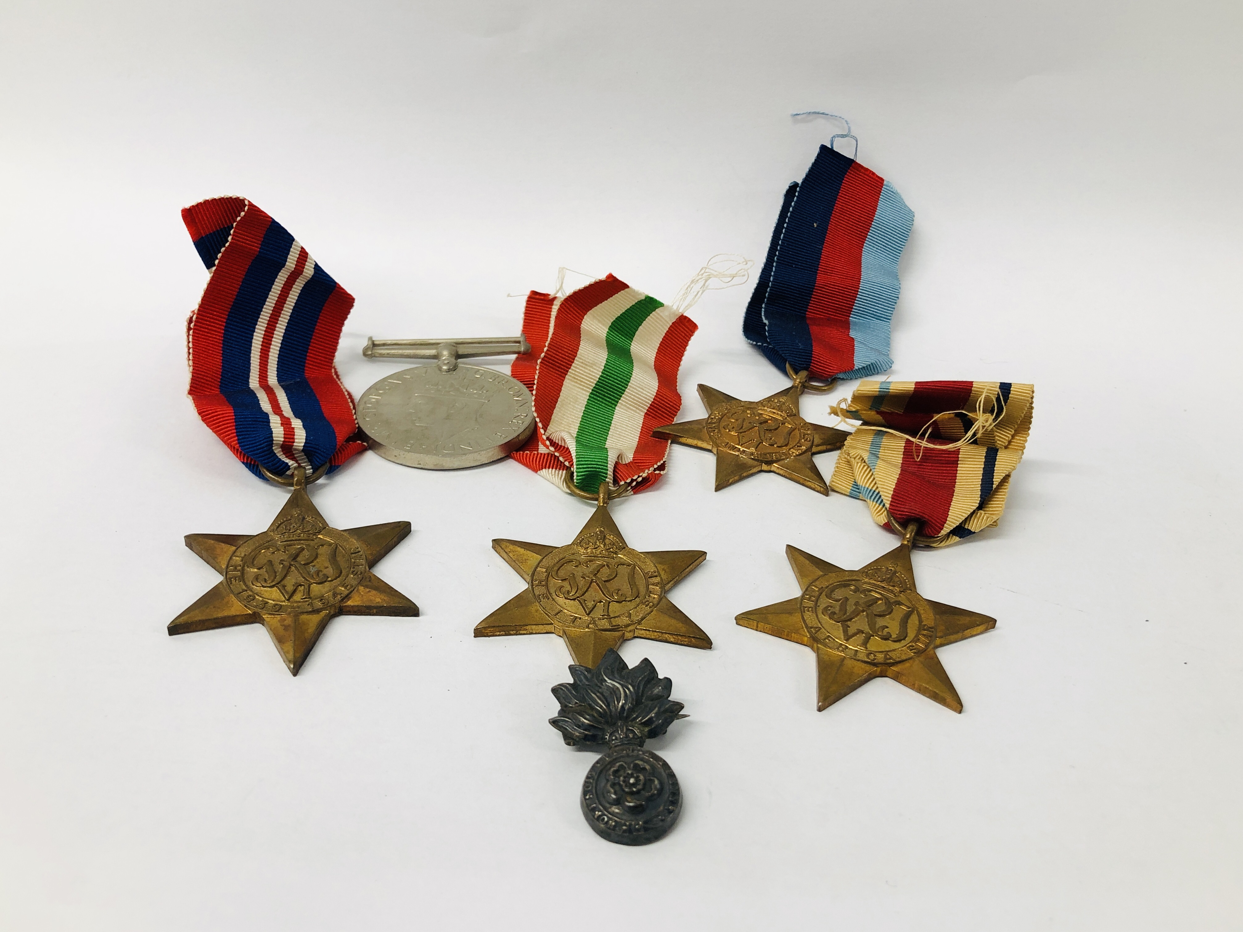 FIVE SECOND WORLD WAR MEDALS TO INCLUDE SERVICE MEDAL, AFRICA STAR, FRANCE & GERMANY STAR,