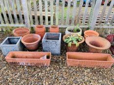 A GROUP OF TERRACOTTA PLANTERS AND STONEWARE 12 PIECES