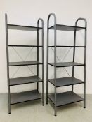 A PAIR OF MODERN FIVE TIER OPEN SHELVING UNITS