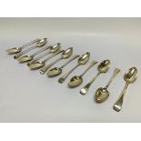 12 GEORGE III OLD ENGLISH PATTERN SILVER SERVING SPOONS (790g)