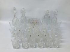 COLLECTION OF QUALITY CUT GLASS TO INCLUDE DECANTERS,