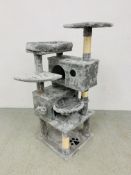 CAT TREE CLIMBING TOWER, LIGHT GREY - H 124CM.