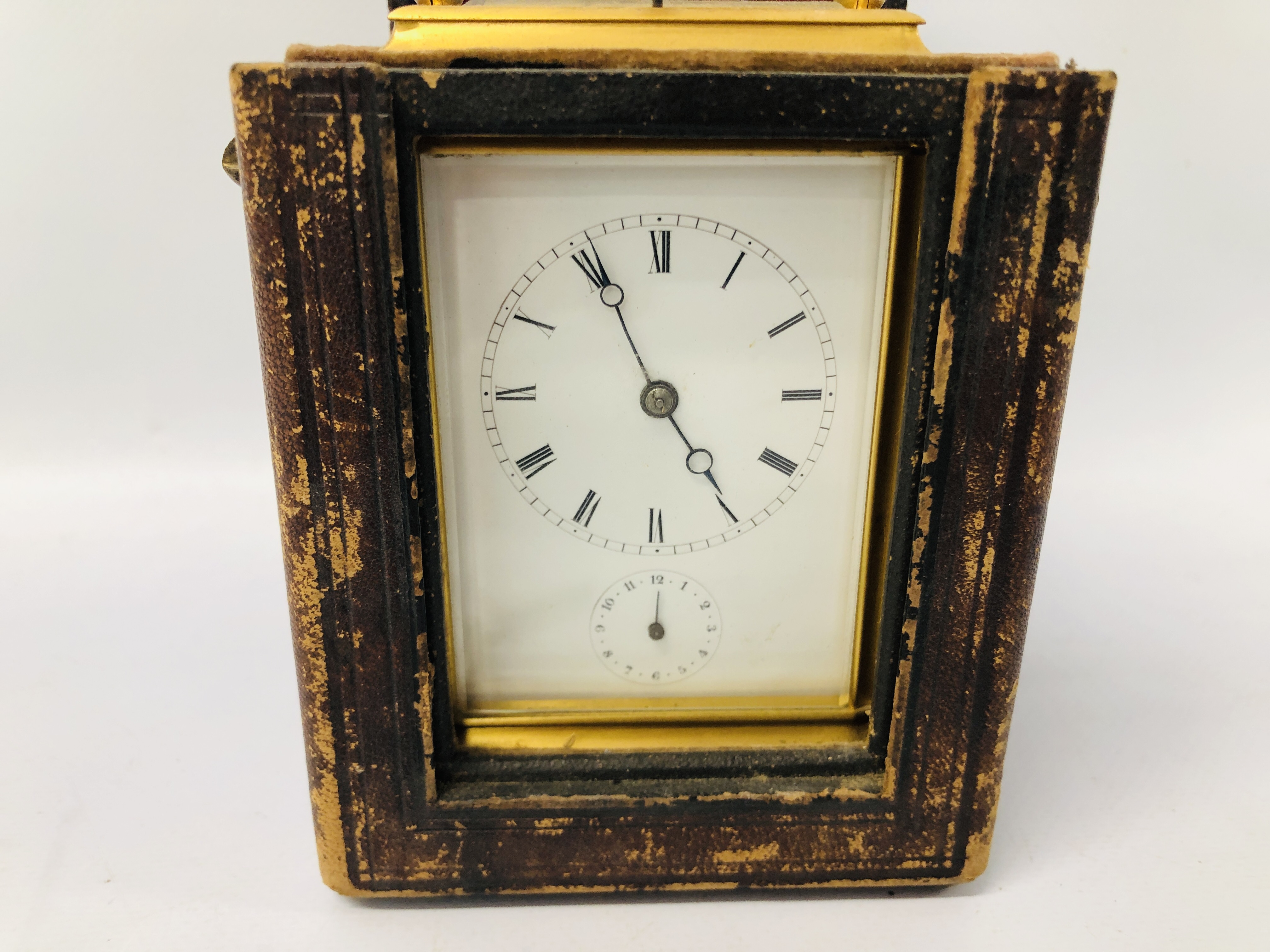 A LATE C19TH BRASS CARRIAGE CLOCK, - Image 2 of 12