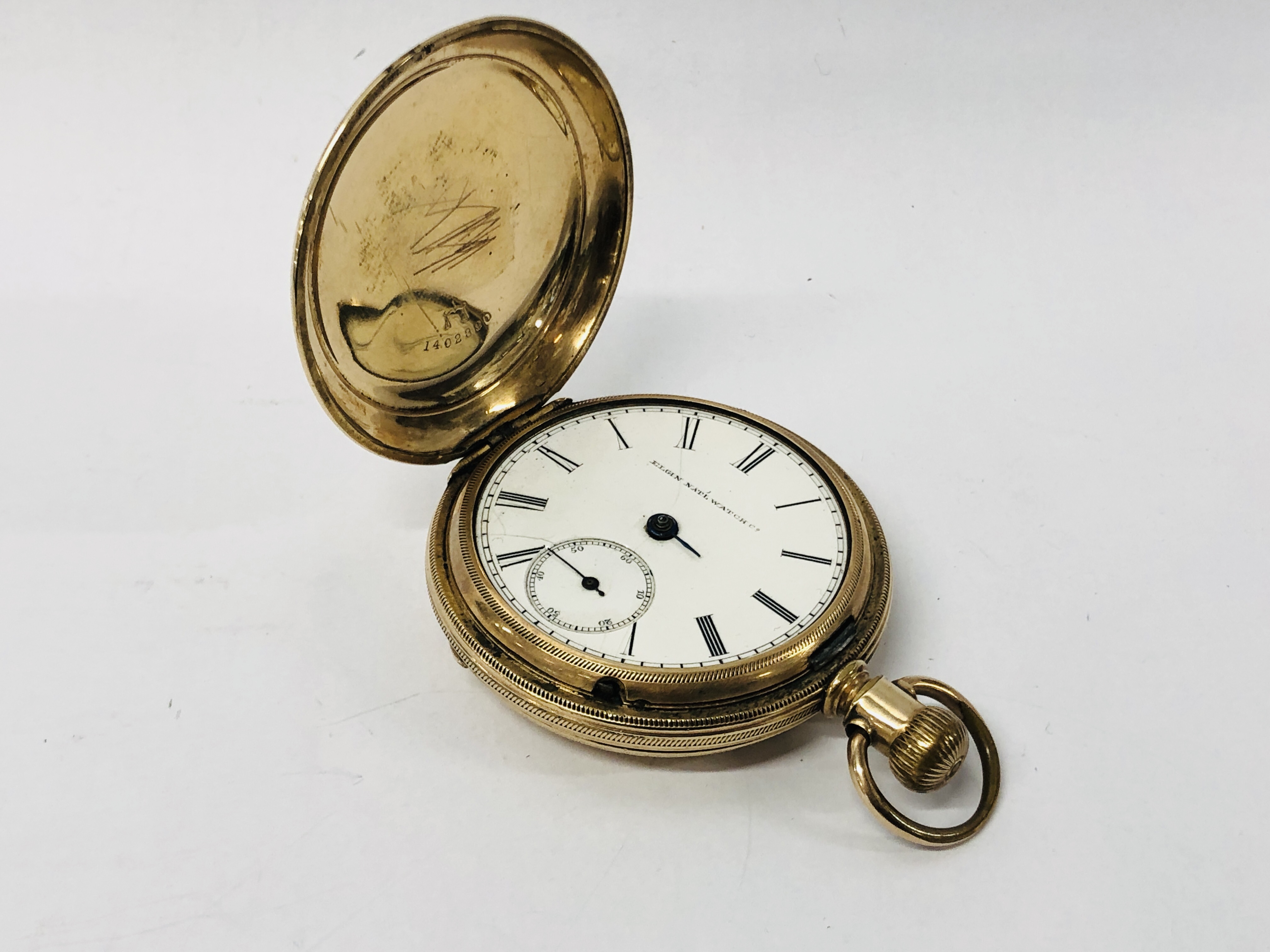 2 X VINTAGE GOLD PLATED POCKET WATCHES - ONE MARKED "ELGIN NATIONAL WATCH CO. - Image 6 of 14