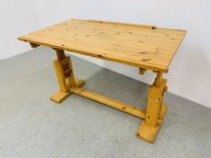 MODERN PINE ADJUSTABLE CRAFT TABLE - W 120CM. D 69CM.