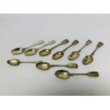 6 GEORGIAN FIDDLE PATTERN LARGE SILVER TEASPOONS, MAKER W.C.