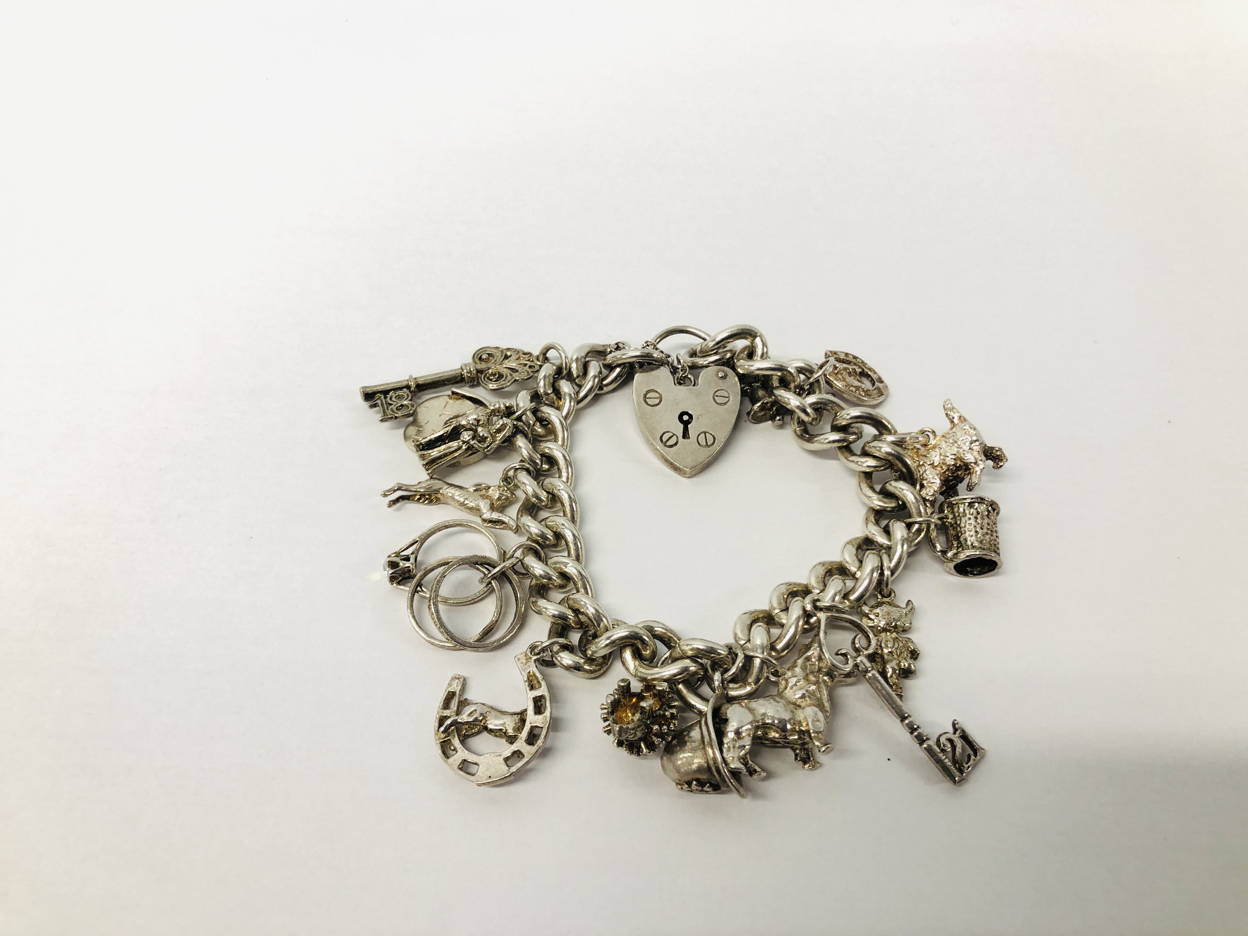 SILVER CHARM BRACELET (15 CHARMS ATTACHED) - Image 2 of 8