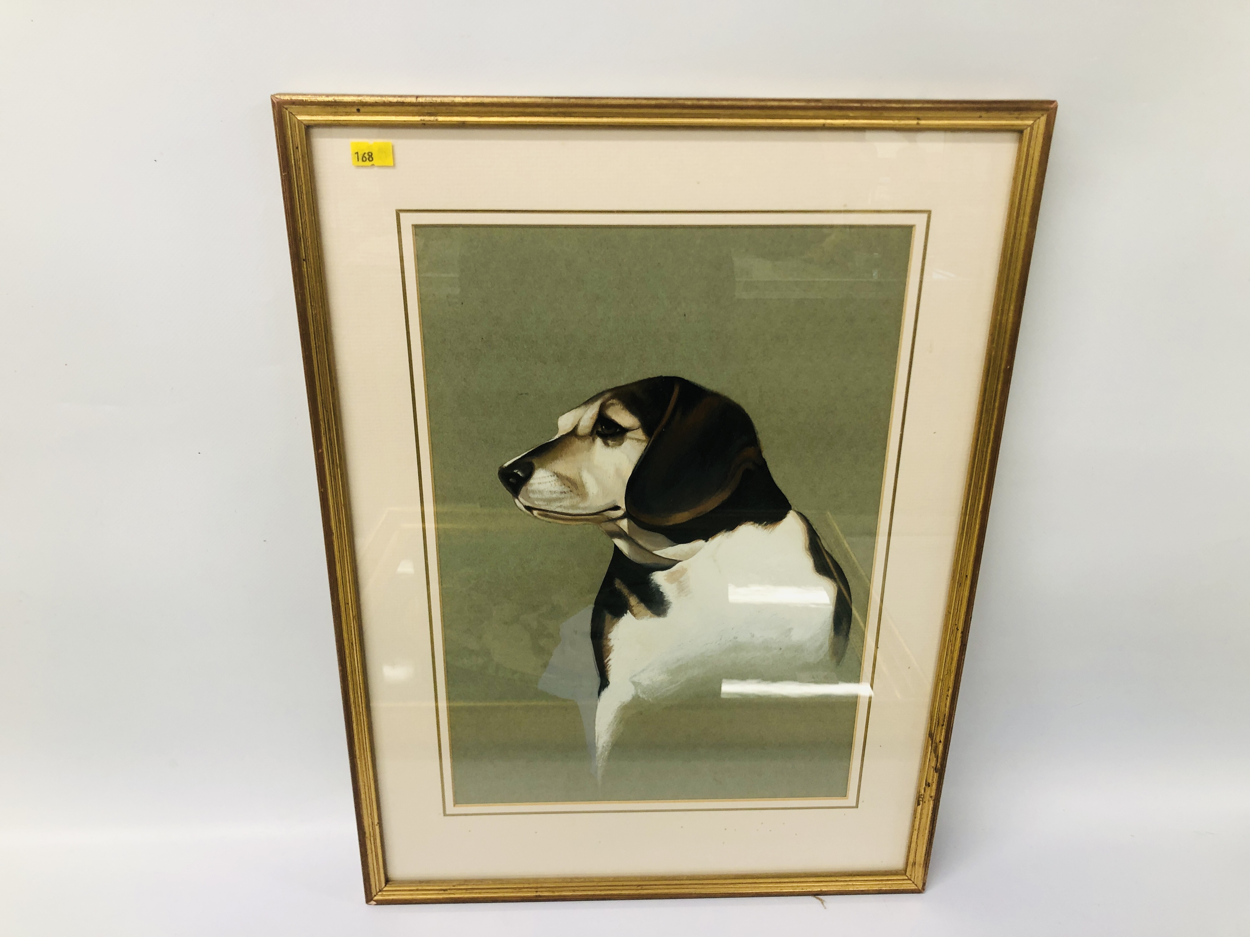 FRAMED OIL OF A BEAGLE "TOBY" IN OVAL MOUNT BEARING SIGNATURE D. CLARK - W 44CM. H 34CM. - Image 2 of 5