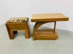 DESIGNER DECO OCCASIONAL TABLE ALONG WITH A BESPOKE WOODEN STOOL