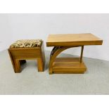 DESIGNER DECO OCCASIONAL TABLE ALONG WITH A BESPOKE WOODEN STOOL