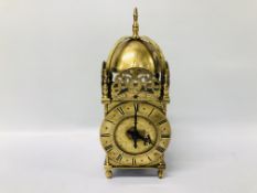 ANTIQUE FRENCH BRASS 8 DAY LANTERN CLOCK - H 27CM.