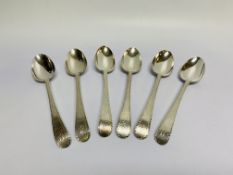 A SET OF 6 BRIGHT-CUT GEORGE III SILVER SERVING SPOONS, MAKER W.C.